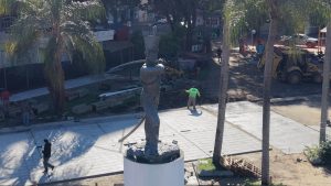Avanzan las obras de refuncionalización en las antiguas aguas danzantes de La plaza Cabral